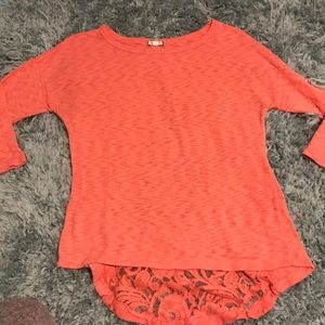Pink-Peach mid sleeve shirt